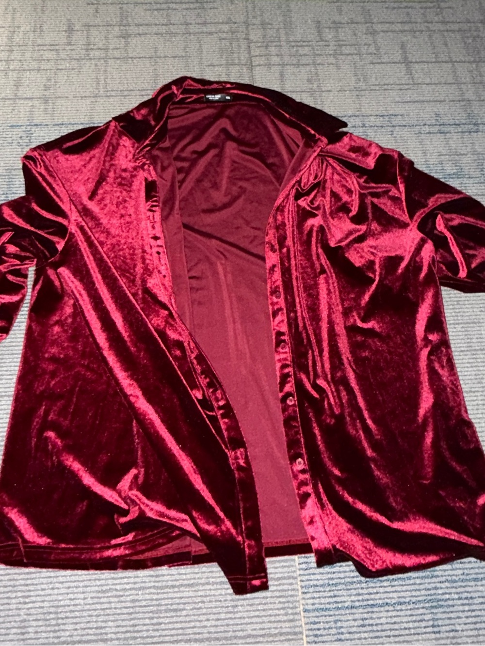 SHEIN Red Velvet Open Front Jacket
